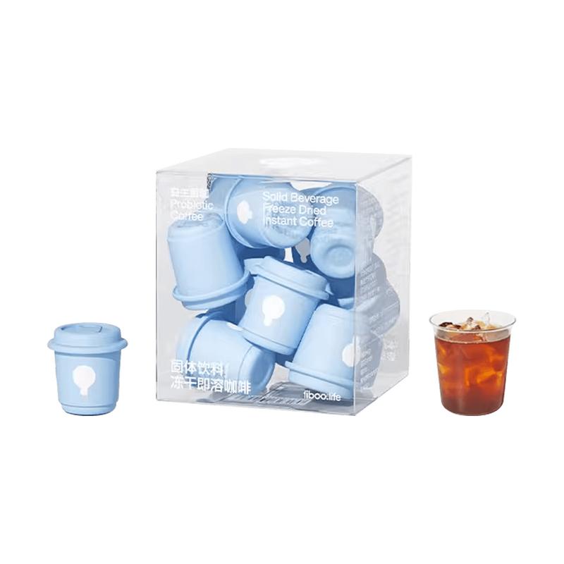 FIBOO Probiotic Coffee Alkaline Black Iced Americano Instant Drink 4g x 10 Cups 200 Billion Active Cultures Sugar-Free