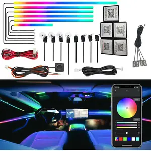 Dreamcolor  Interior  LED Strip Light, RGB 18 in 1 Fiber Optic Ambient Lighting Kits, 16 Million Colors Sound  Function  Neon Lights with  APP