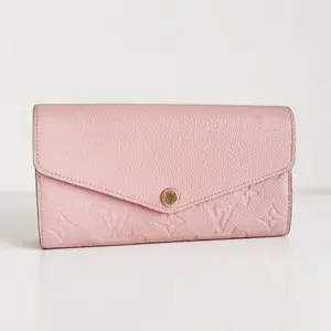 Pre-owned Louis Vuitton canvas Small Leather Goods Sarah Wallet Pink Empreinte Leather with Gold Hardware BF00181