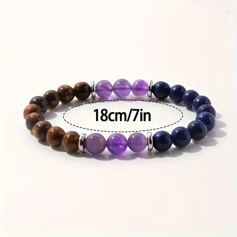 Women's 18cm Fashion Natural Stone Bangle - Amethyst, Yellow Tiger Eye, Lapis Lazuli Casual Daily Bracelet with Wish Card, Gift for Mother, Female