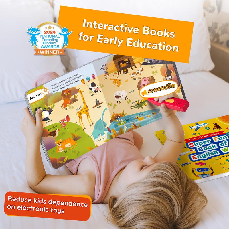 KOKODI Talking Pen Book Sets for Kids, Interactive Audio Sound Books with English Words & Mother Goose Nursery Rhymes, 700+ Touch Points Sensory Learning Toy, Educational Gift for Kids