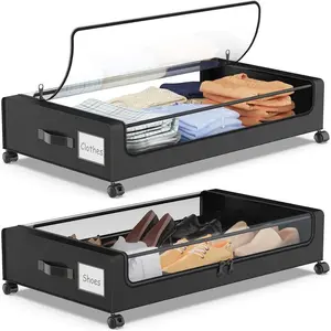 Under Bed Storage Containers with Lids – Large Storage Bins for Blankets, Clothes & Seasonal Items – Space-Saving Organizers