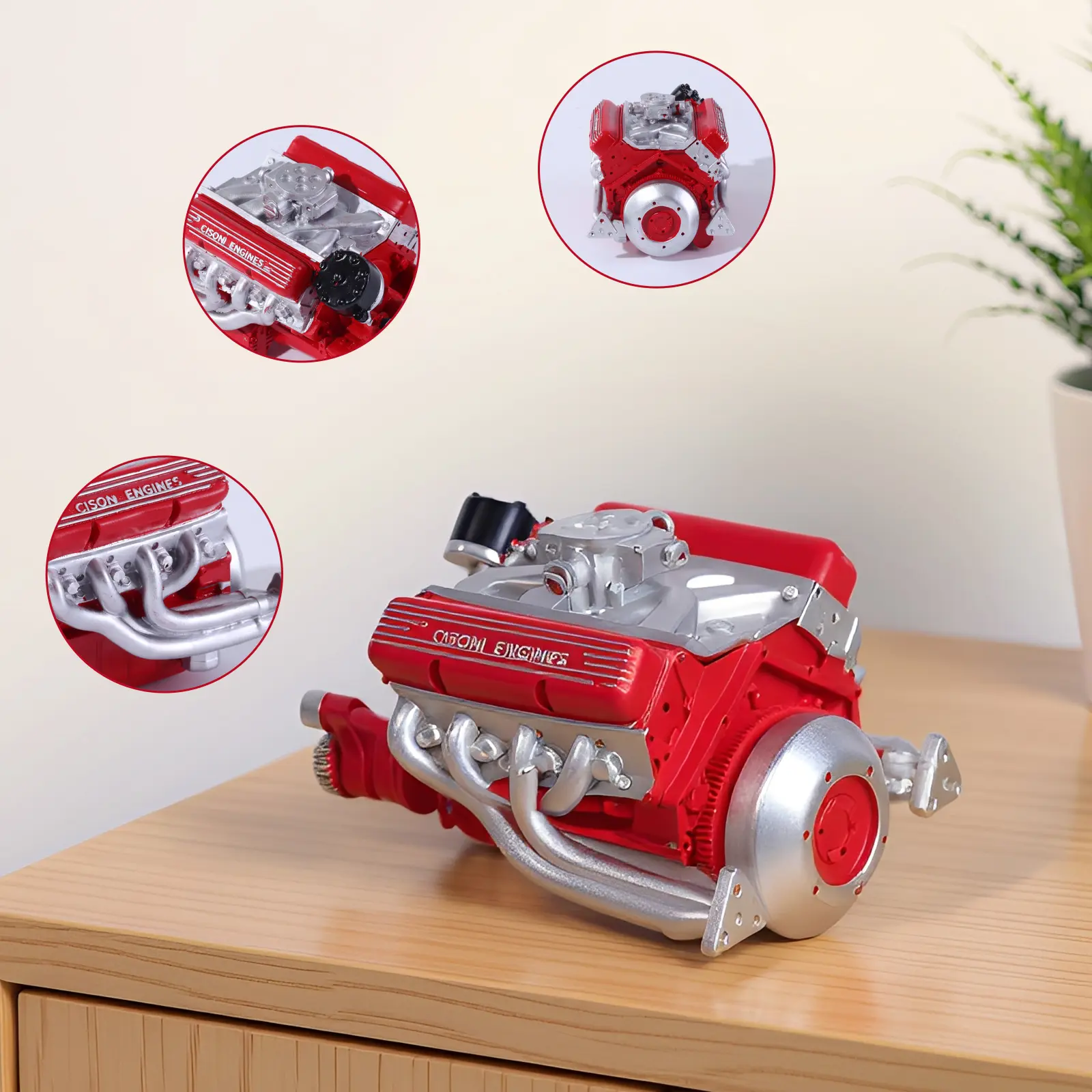 Exquisite Simulated Car Engine Model Diecast Toy - Desktop Display Item, Creative Handicrafts for Car Enthusiasts (Brand New Production; Minor Odor Possible Upon First Opening), Collectors