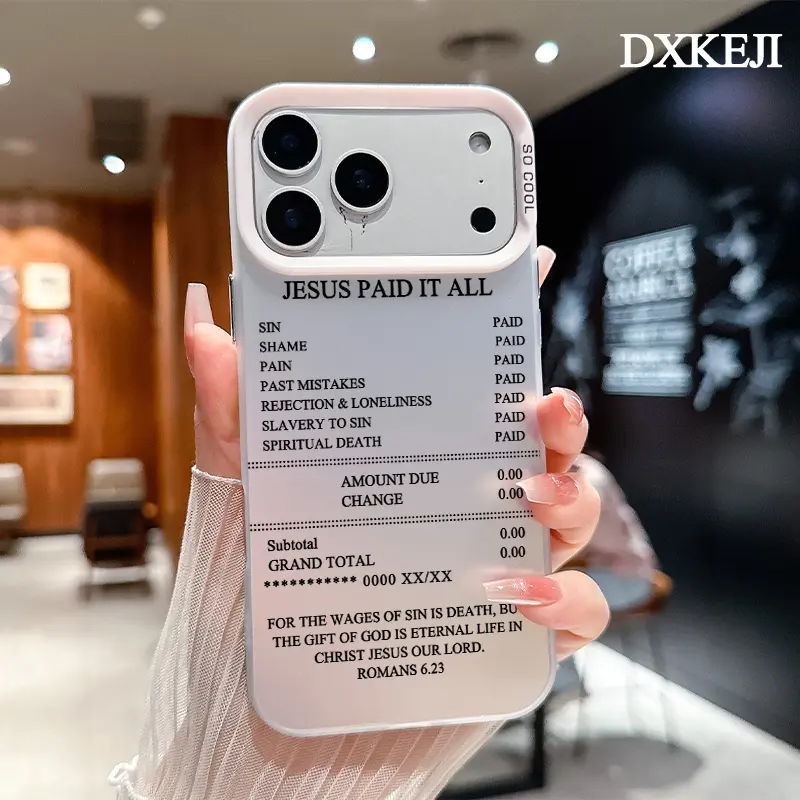 Aesthetic Customized "Jesus Paid it All" Pattern TPU-PC Smartphone Case, Shockproof, Anti-Scratch, Resistance, Durable Protective Cover for iPhone 17,16 Pro Max,15 Plus,14,13,12,11,Air Plus - Handheld Cellphone Accessories