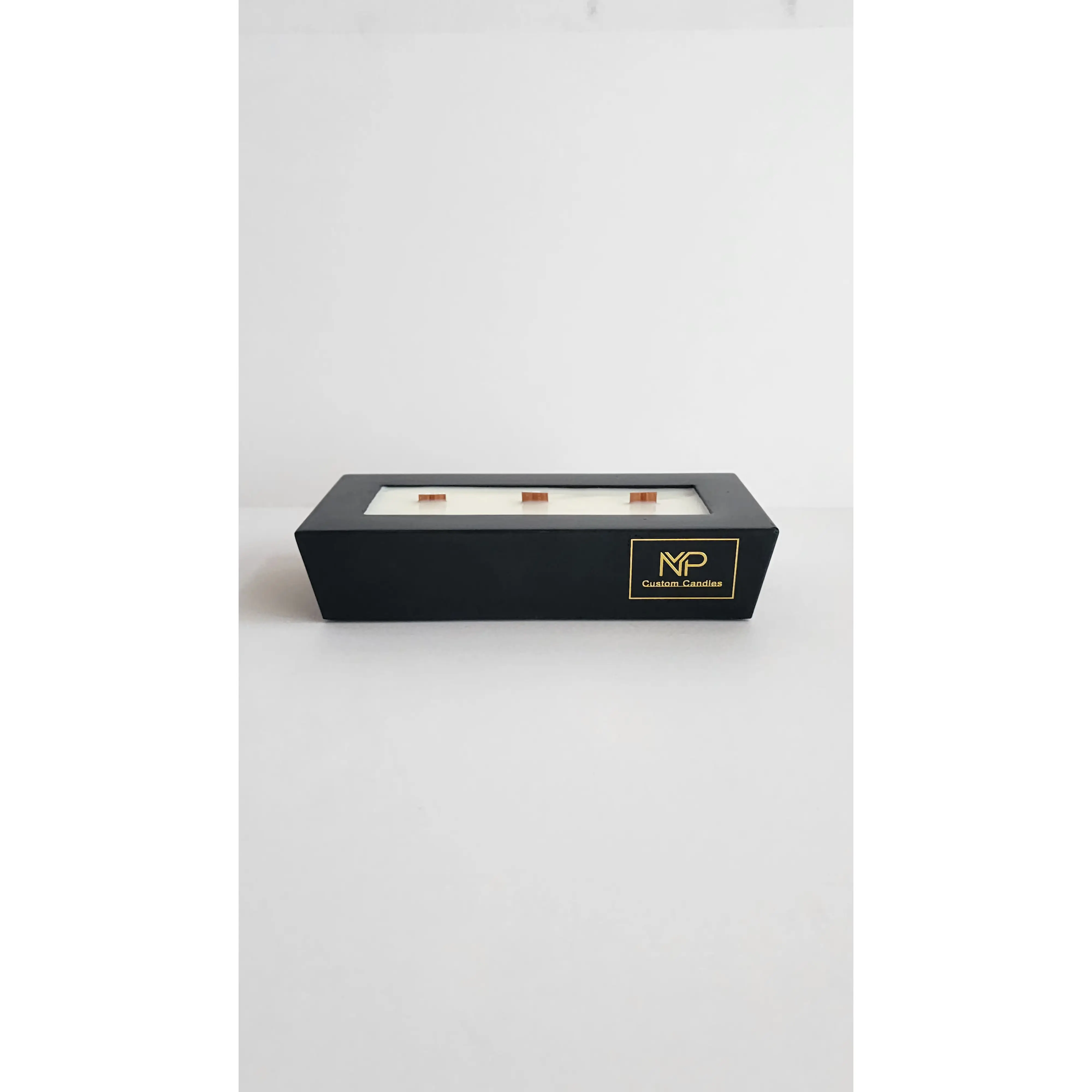 Black Rectangle Concrete 3 Wood Wick Candle 6oz, All natural, Clean long lasting burn