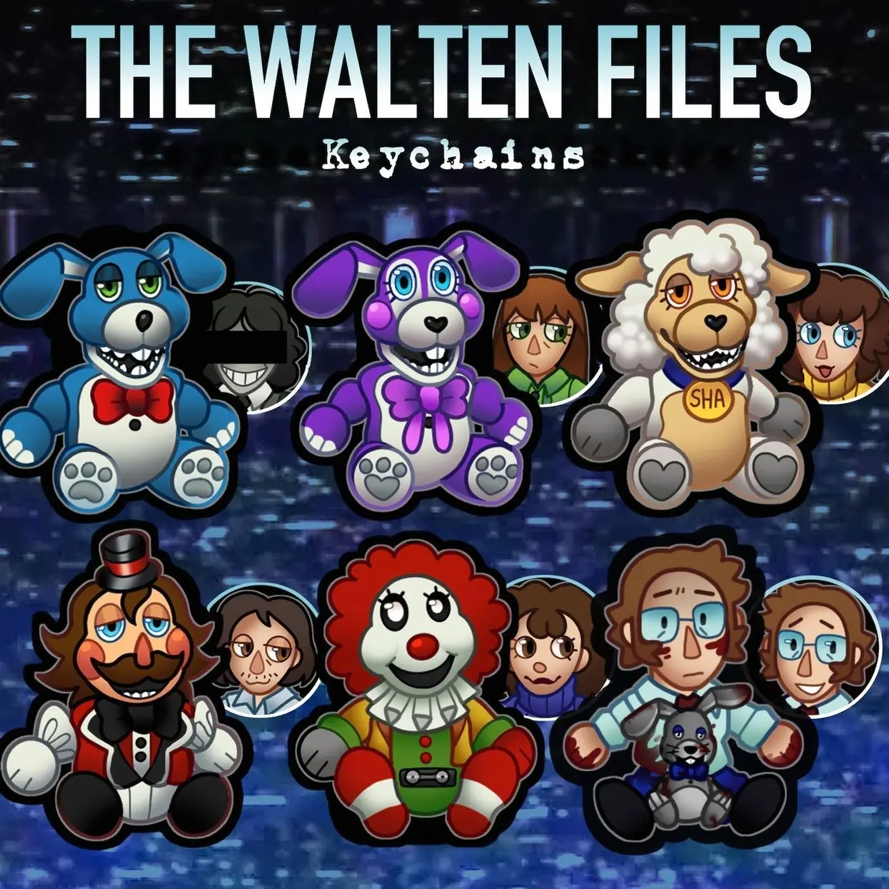 The Walten Files - Acrylic Keychains - Bon, Banny, Sha, Boozoo, Billy, Jack Walten, Felix Kranken