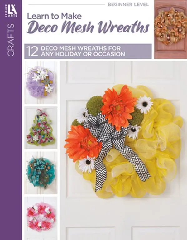 USED Book - Learn to Make Deco Mesh Wreaths by Leisure Arts (Paperback) - english
