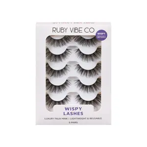 [RUBY VIBE CO] Fluffy Wisps WF002 Lashes Full Yet Airy Soft Glam Look Ultra Lightweight Faux Mink Fibers 5 Pairs