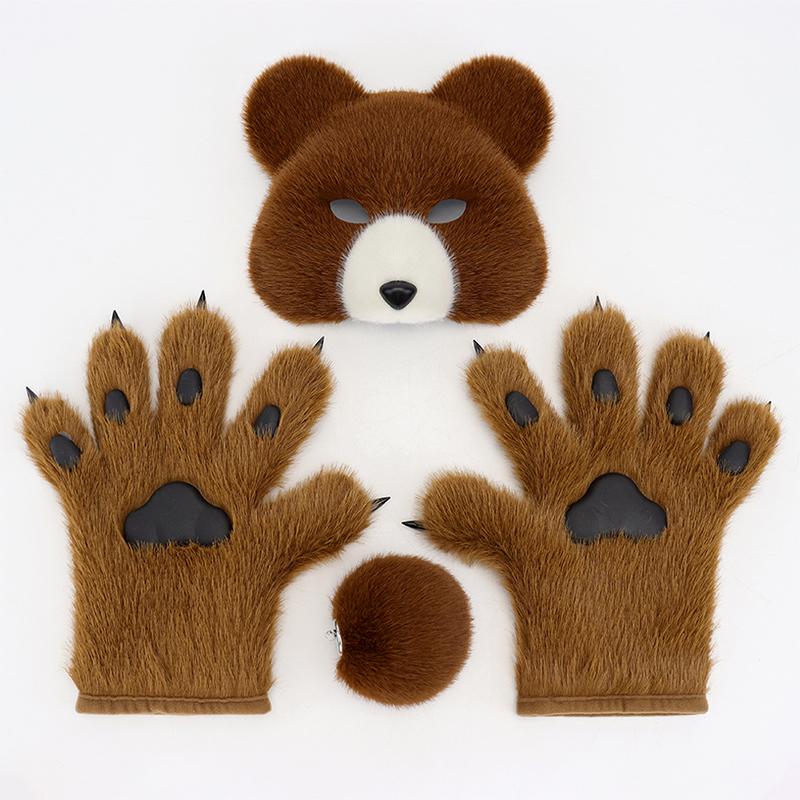 Furry Black Bear Cosplay Set – Plush Bear Mask, Paw Gloves & Tail for Halloween, Costume Parties & Cosplay Events Furry Black Bear Cosplay Set – Plush Bear Mask, Paw Gloves & Tail for Halloween, Costume Parties & Cosplay Events