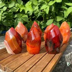 Natural Carnelian Flame Towers Points Red Agate Obelisks Healing Crystal Collection Mineral Specimens Home Decoration Gift