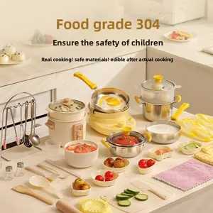 Simulation Mini Kitchen Toy Set with Real Cooking Tools & Popular Utensils for Kids Perfect Birthday Gift for Boys Girls Parent Child Interactive Playtime