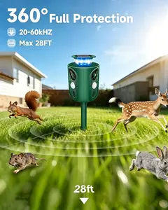 2026 Upgraded Solar Ultrasonic Animal Repeller IP64 Waterproof Motion Sensor Deterrent for Cat Squirrel Deer Dog Raccoon Skunk Rabbit Rodent Outdoor