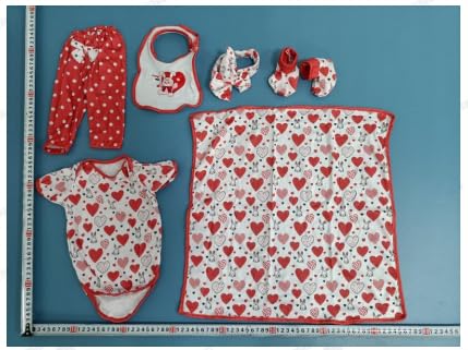 【Doll is not Included】BABESIDE 6 Pcs Reborn Baby Doll Clothes Set for 17-22 Inch Babydolls, Bunny & Heart Reborn Doll Clothes and Accessories with Headband and Socks for Realistic Baby Dolls Girls