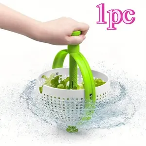 Rotating Drain Basket Kitchen Vegetable Fruit Salad Strainer, Multifunctional Hand Press Draining Basket, Home Use Model Xinghao T4
