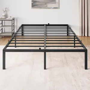 14 Inch Full Size Bed Frame with Under Bed Storage,Heavy Duty Mattress Foundation,Easy Assembly,No Box Spring Needed,75.2"Dx54.1"Wx14"H Platform Bed for Bedroom,Apartment,Black,Metal