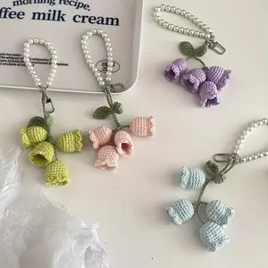 Creative Cute Girl Pearl Chain Yarn Crochet Orchid Flower Keychain Bag Decoration Buckle autumn rapper Stainless Steel Link Necklace 20 motif tiara Crucifix Personalized Eye Photo Titanium Large Saturn Water Drop Choker Gradient Diamond Bead Rosary name