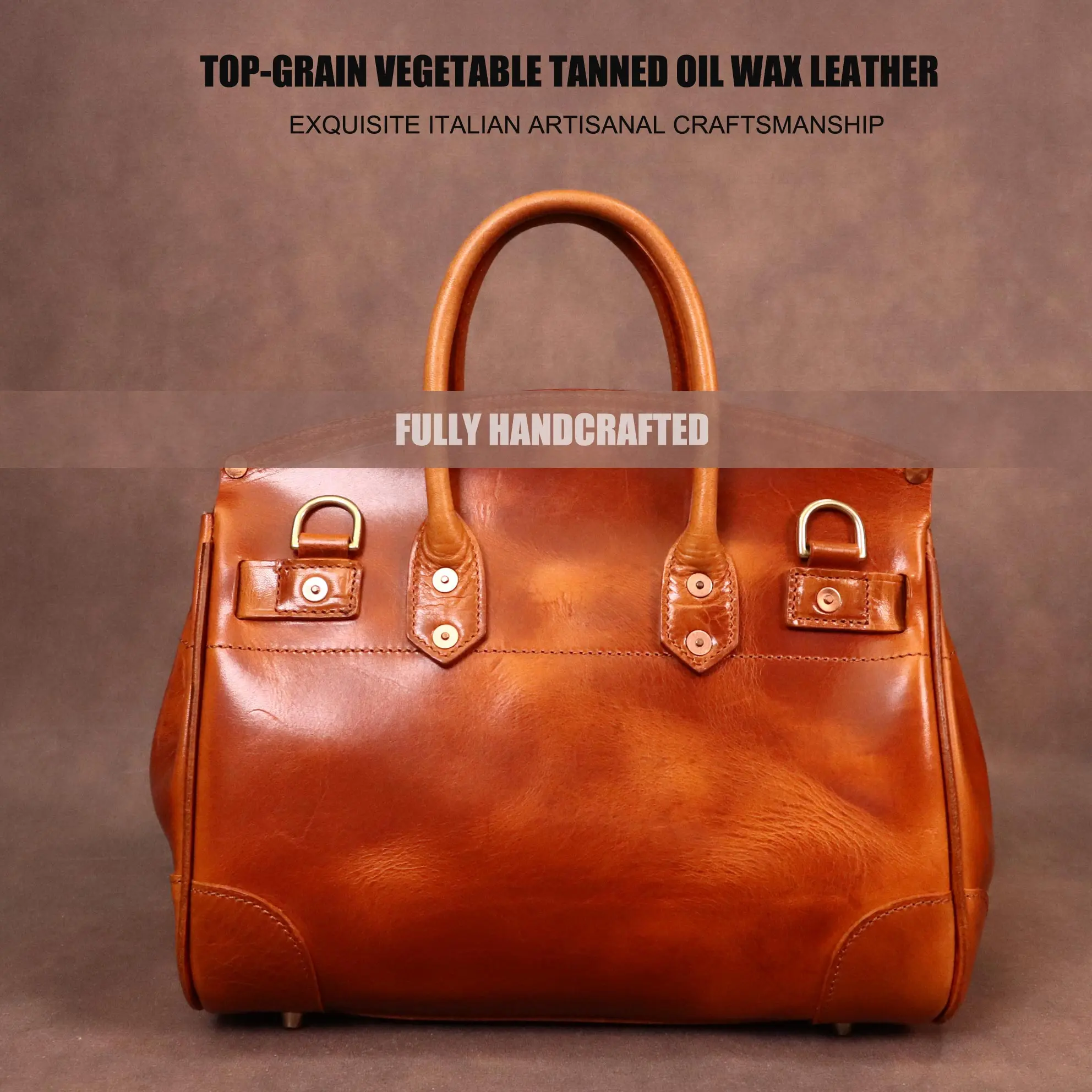 32cm Smooth oil-wax leather with small leather strap (71#)