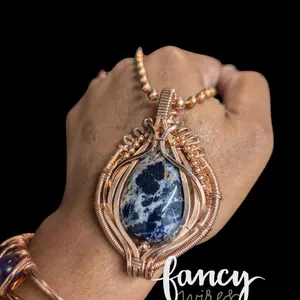 Advanced Wrap Sodalite and Copper Pendant