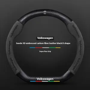 Car Suede Anti-Slip Steering Wheel Cover For Volkswagen R Passat Golf GTI Tiguan Touareg Polo T-ROC Jetta T-Cross Touran Magotan