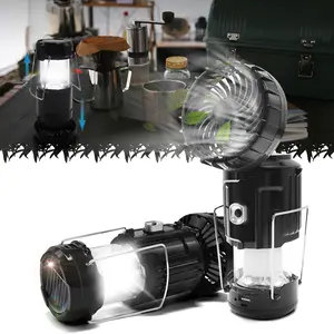 ISUNMEA 2-in-1 solar fan and lantern, outdoor camping light, three charging modes, hanging and waterproof, suitable for camping, power outages, emergencies, hot weather, and mountain climbing.