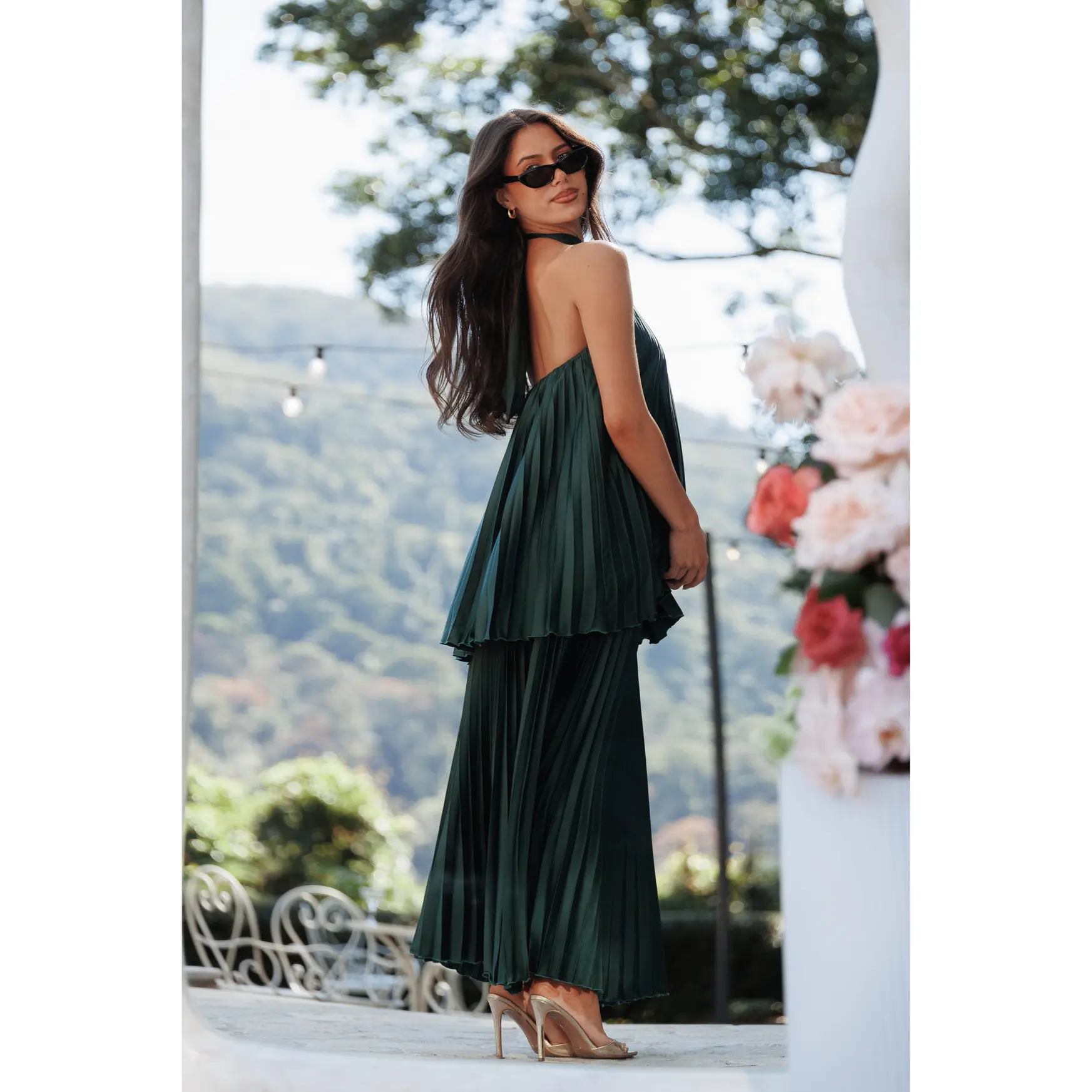 Darina Pleated Skirt Set - Olive