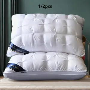 [Hotel Luxury] Extra-Large Luxurious Hotel-Quality Bed Pillow - Hypoallergenic Polyester Cover, Soft Down-Alternative Filling, Ergonomic Design for Back, Side & Stomach Sleepers, Hand Wash Only, White, Pillows for Sleeping