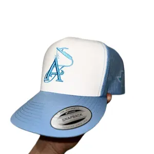CAROLINA BLUE A Authentic Snapback Hat - Blue & White Mesh Cap with Logo Design