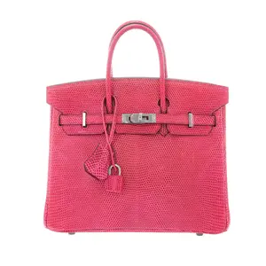 Pre-owned HERMÈS Lizard Tote Bags Shiny Birkin 25 Fuchsia