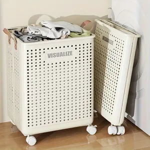 Large PP Material Rolling Laundry Cart  - Multifunctional Personal Care Product Dispenser And Youngsters Supplies Storage Box, Equipped With Handles - Space-Saving Home Storage Solution, Suitable For Clothes, Accessories, Laundry Basket