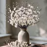 12/24Pcs Realistic Artificial Flowers Photorealism Plastic Faux Plum-Silk Cherry Blossom Branches - Long-Stem Faux Plants, All Seasons Home Decor for Bedroom, Living Room (Vase Not Included)