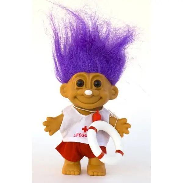 Russ Troll Lifeguard Doll with Purple Hair 5"