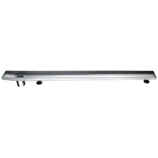 Stainless Steel Shower Drain Channel Side Outlet with Adjustable Feet - 36 in.