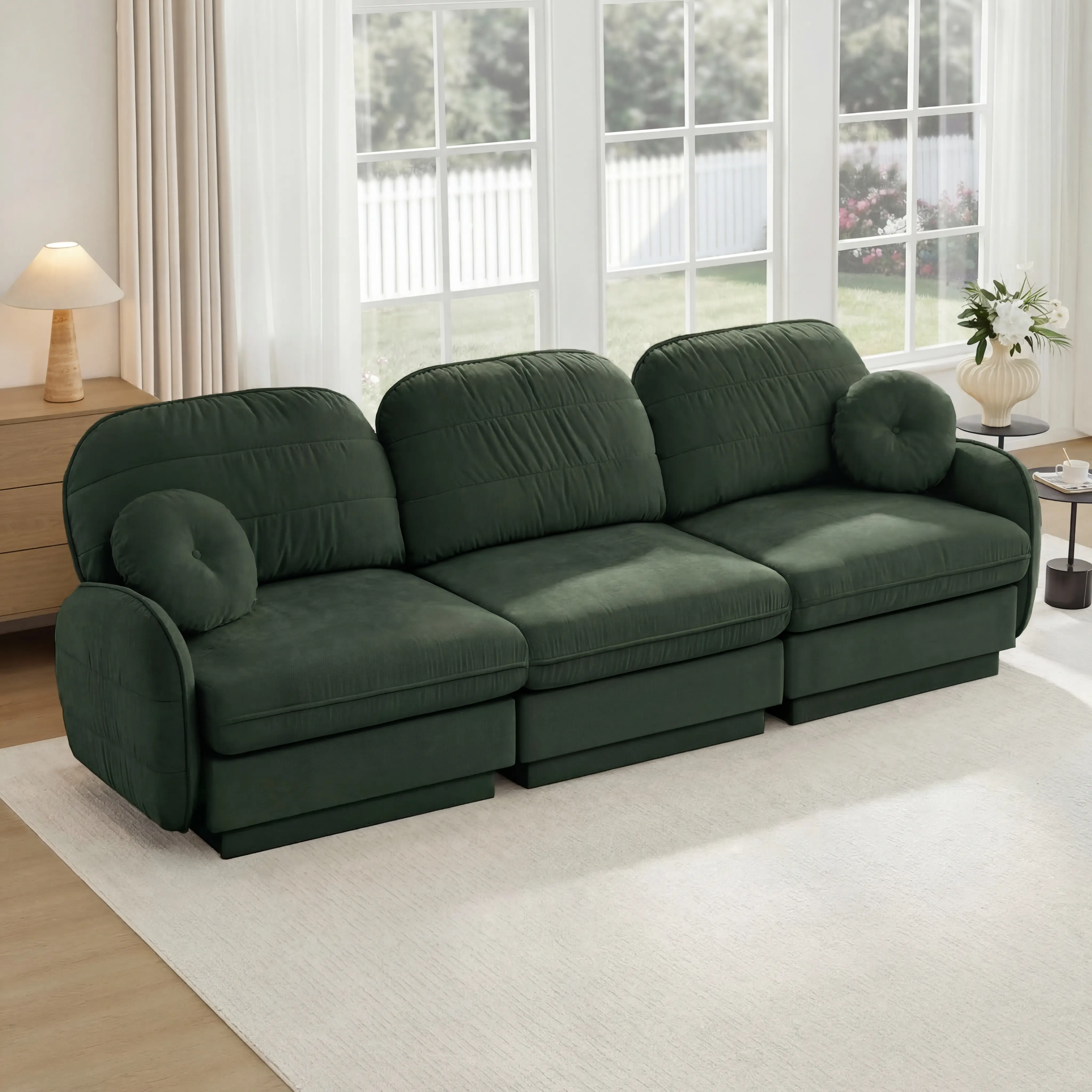 Green + Chenille + 3 Seat