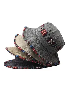 Retro Outdoor Sun Hat, Sunhat, Boho Style Wide Brim Bucket Hat, Fashion Accessories for Men & Women, Fishing Safari Hiking Hat