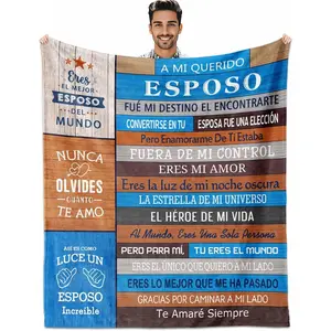 Valentines Gift for Husband Esposo Gift from Wife, Regalo para mi Esposo Regalos, Regalos para Esposo Dia del Padre, Regalo de Aniversario para Esposos Blanket 60"X50", Husband Gifts from Wife in Spanish Decorative Giftable Blankets