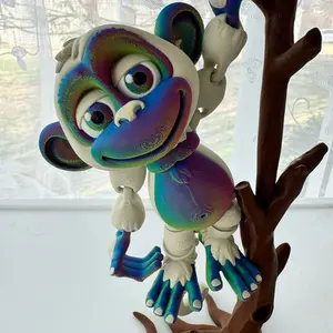 3D printed Monkey with Banana and Tree!