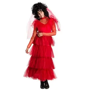 Lydia - Beetlejuice - Red Wedding Dress - Veil - Costume - Adult - 3 Sizes