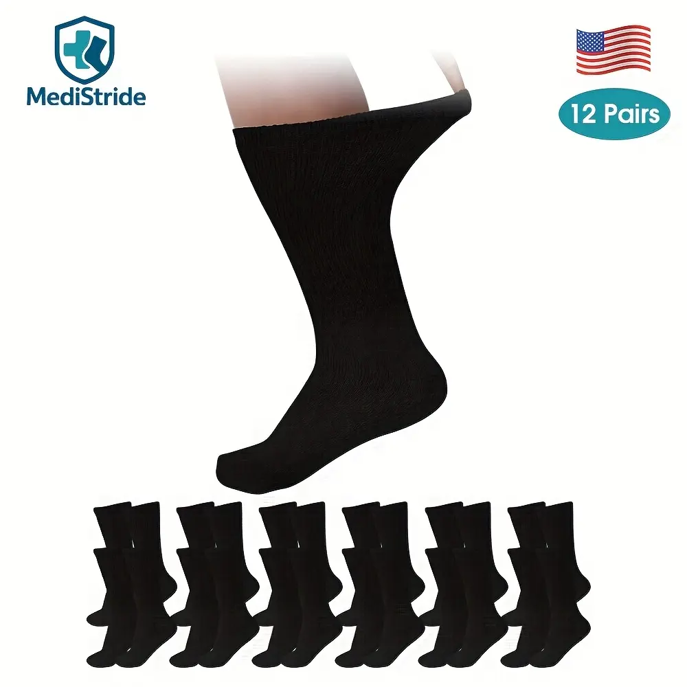 MediStride 12 Pairs of Non-binding Diabetic Socks for Women Bridal Knitted White & Colorful Options Basic Minimalist Design Womenswear