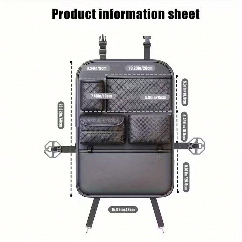 TAIMASI 1pc Diamond Pattern PU Leather Car Seat Back Organizer For Kids - Multi-Pocket Storage Space - Perfect For Thanksgiving, Christmas, New Year's, Easter, And Back-To-School Season