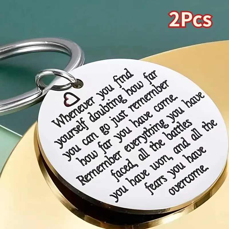 2Pcs Stainless Steel Inspiring Sobriety Keychains for Women - Strength-Infusing Design - Symbol of Resilience & Recovery, Ideal Cancer Survivor Awareness Birthday Gift