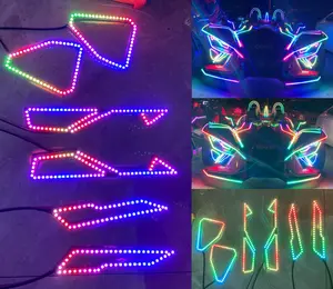 6PCS SET Dream Color CHASING LED Slingshot Upper Lower Vent Overlay Halo Lights for Headlights Bluetooth Remote Control