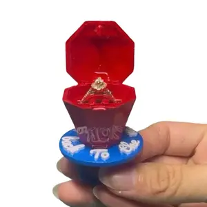 Ring Pop Engagement Ring Box - Proposal Gift with Red Lid and Blue Base Design