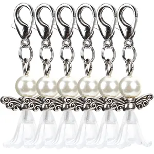 30 Pcs Pendant Angel Keychain Baby Shower Favors Guest Gifts Wedding Accessories Key Rings Fashion Jewelry White Color