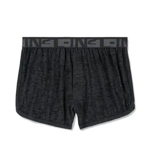 C-IN2 Hand Me Down Runner Boxer Coal Heather for Men | Cotton-Poly Burnout, Ultra-Soft & Worn-In Feel | Easy Fit with Classic Button Fly Closure