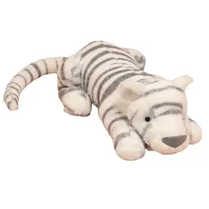 Large Realistic Snow Tiger Plush Toy, Soft Stuffed Animals, Striped Carnivore Stuffed Animal, Cute Expression Pillow Gift for Friends Birthday Holiday