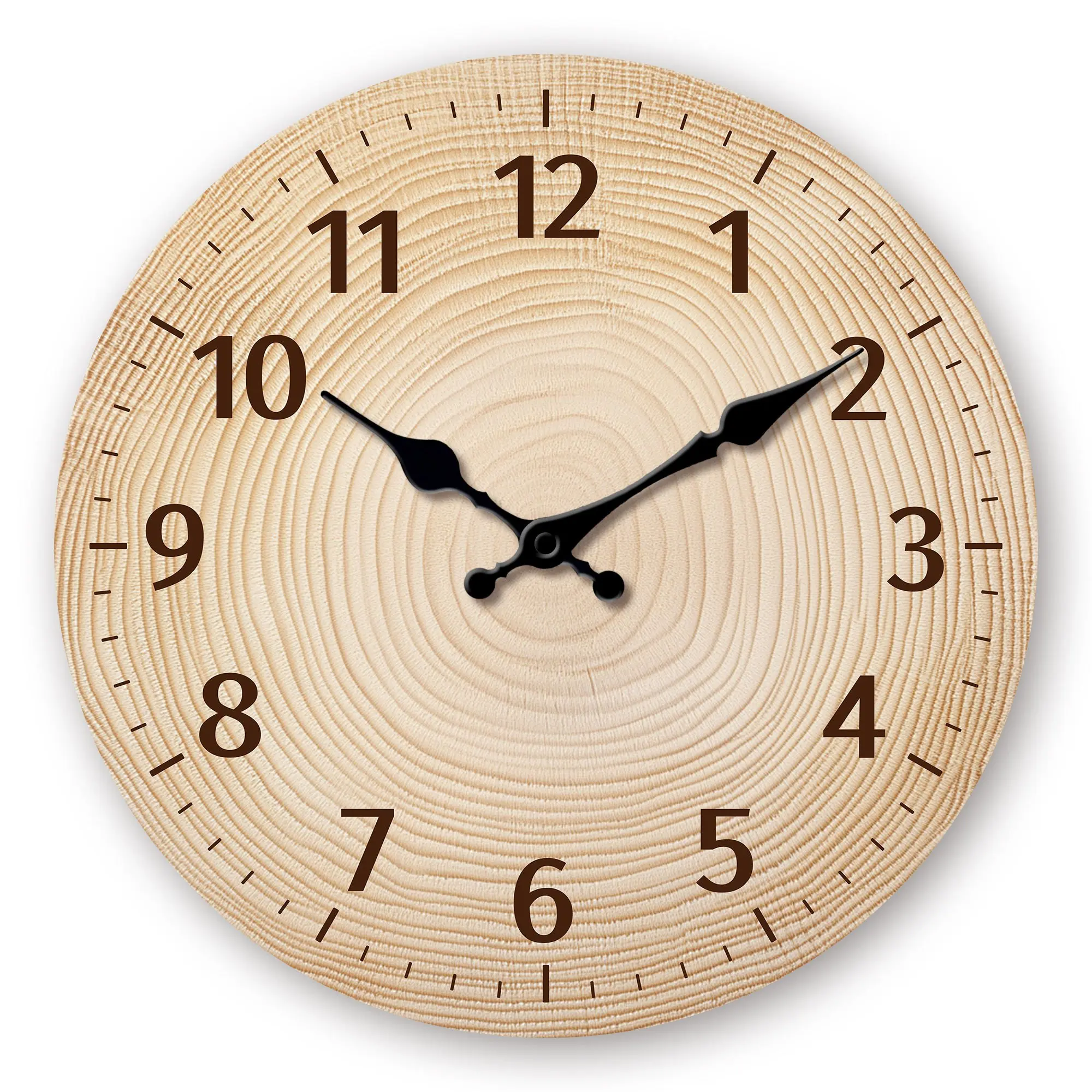 Modern Minimalist Tree Ring Wall Clock - Silent Non-Ticking Round Artificial Wood/Plastic Frame, Wood Grain Face Suitable for Living Room, Bedroom, Office - Decorative & Functional Timepiece Gift