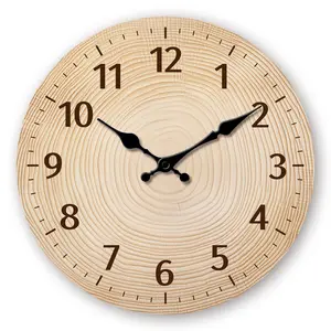 Modern Minimalist Tree Ring Wall Clock - Silent Non-Ticking Round Artificial Wood/Plastic Frame, Wood Grain Face Suitable for Living Room, Bedroom, Office - Decorative & Functional Timepiece Gift