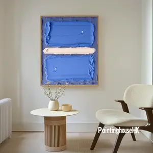 Blue 3D Texture Painting Tennis Art Tennis Textured Wall Art Tennis Impasto Painting US Open Australian Open Sports Art Silk Poster (UNFRAMED)