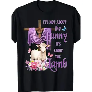Men'S Casual Short Sleeve Easter T-Shirt | "It'S Not About The Bunny It'S About The Lamb" Funny Graphic Tee | Comfortable Crew Neck, Regular Fit, All-Season Wear