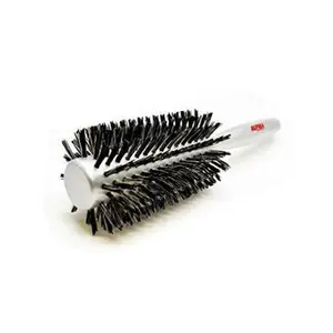 ALPHA NEW YORK Professional Round Hair Brush Natural Boar Bristle Round Brush in Silver with Ash Wood Handle, Seamless Construction for Salons